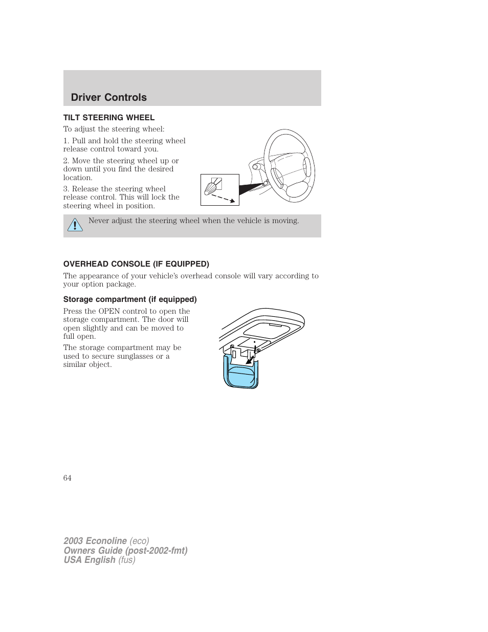 Driver controls | FORD 2003 E-550 v.2 User Manual | Page 64 / 232