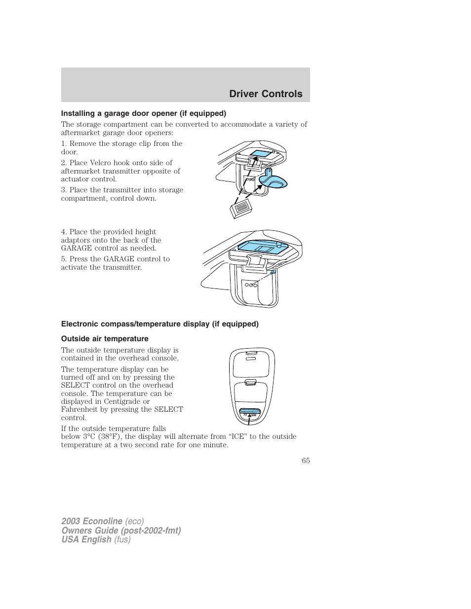 Driver controls | FORD 2003 E-550 v.2 User Manual | Page 65 / 232