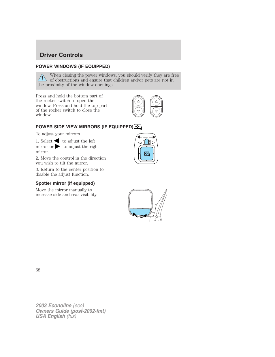 Driver controls | FORD 2003 E-550 v.2 User Manual | Page 68 / 232