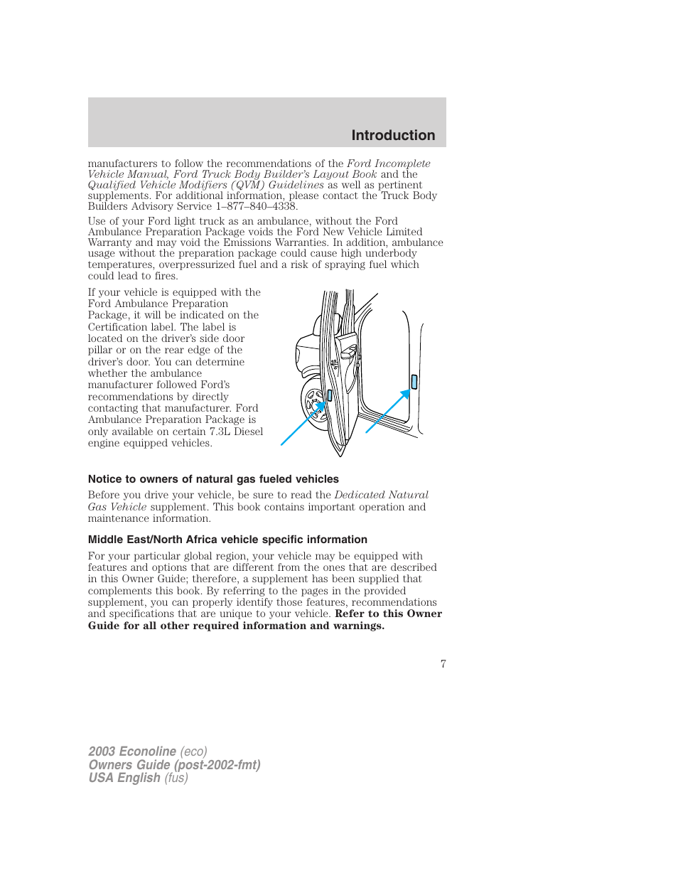 Introduction | FORD 2003 E-550 v.2 User Manual | Page 7 / 232