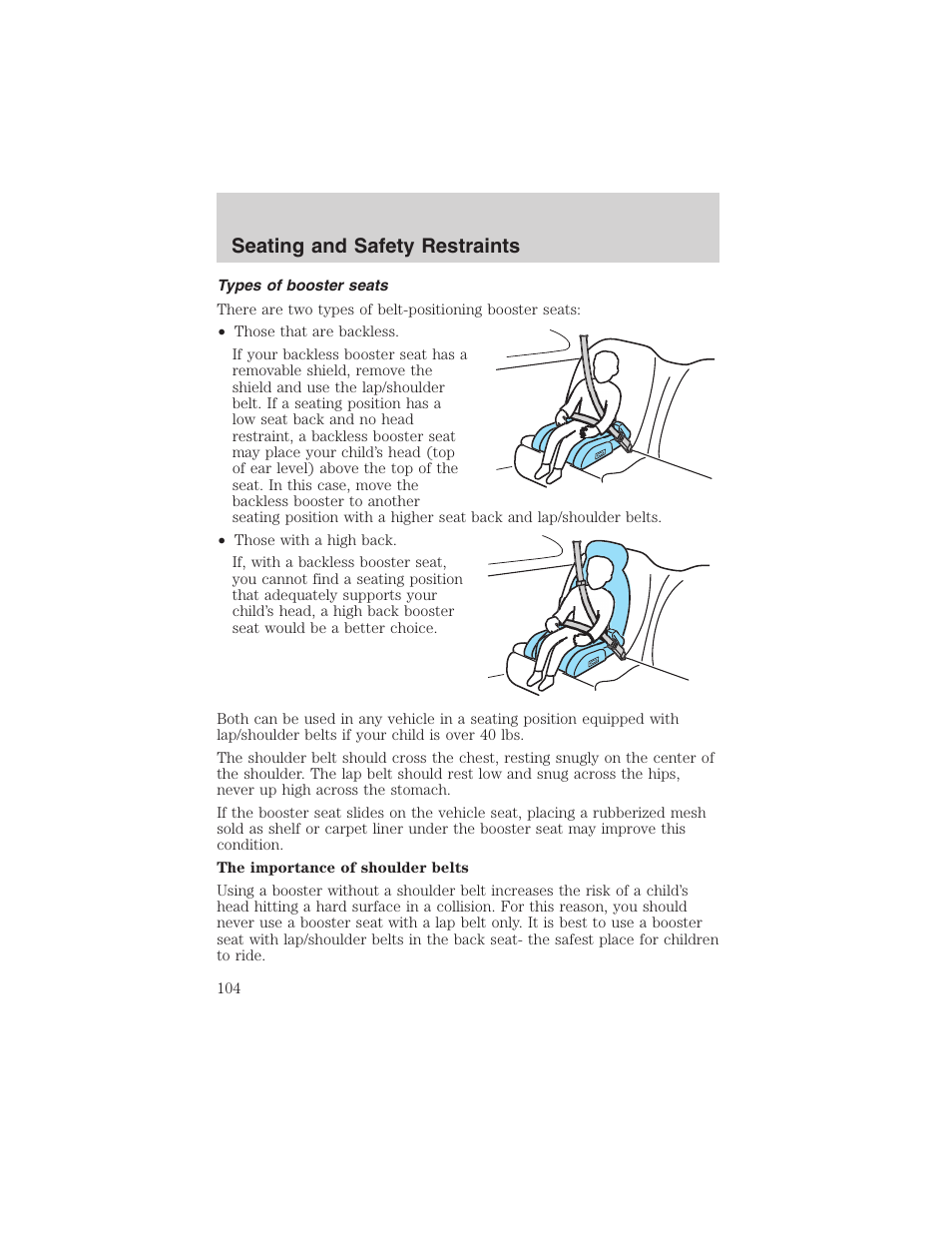 Seating and safety restraints | FORD 2003 Escape v.1 User Manual | Page 104 / 240