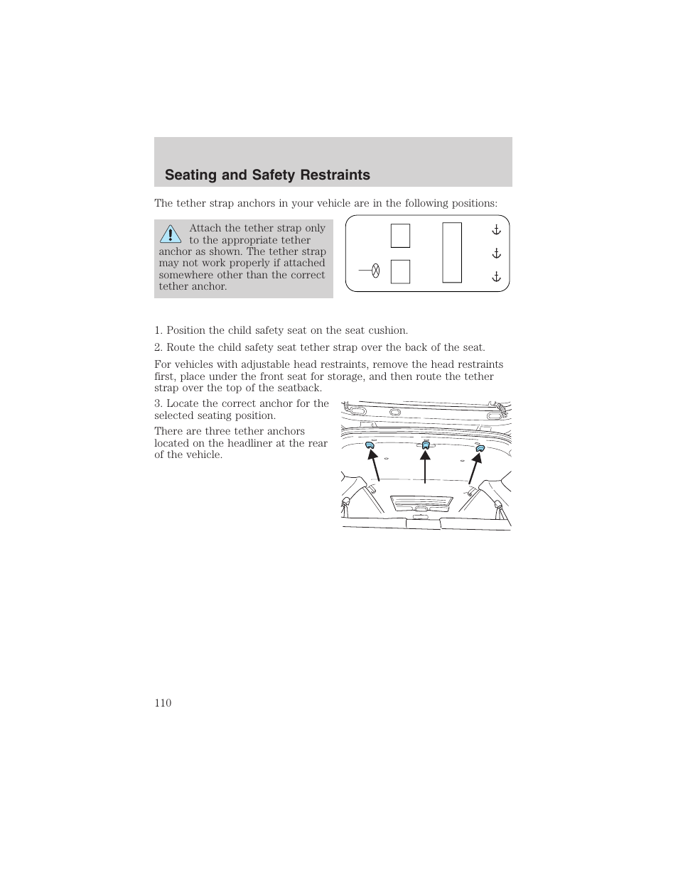 Seating and safety restraints | FORD 2003 Escape v.1 User Manual | Page 110 / 240