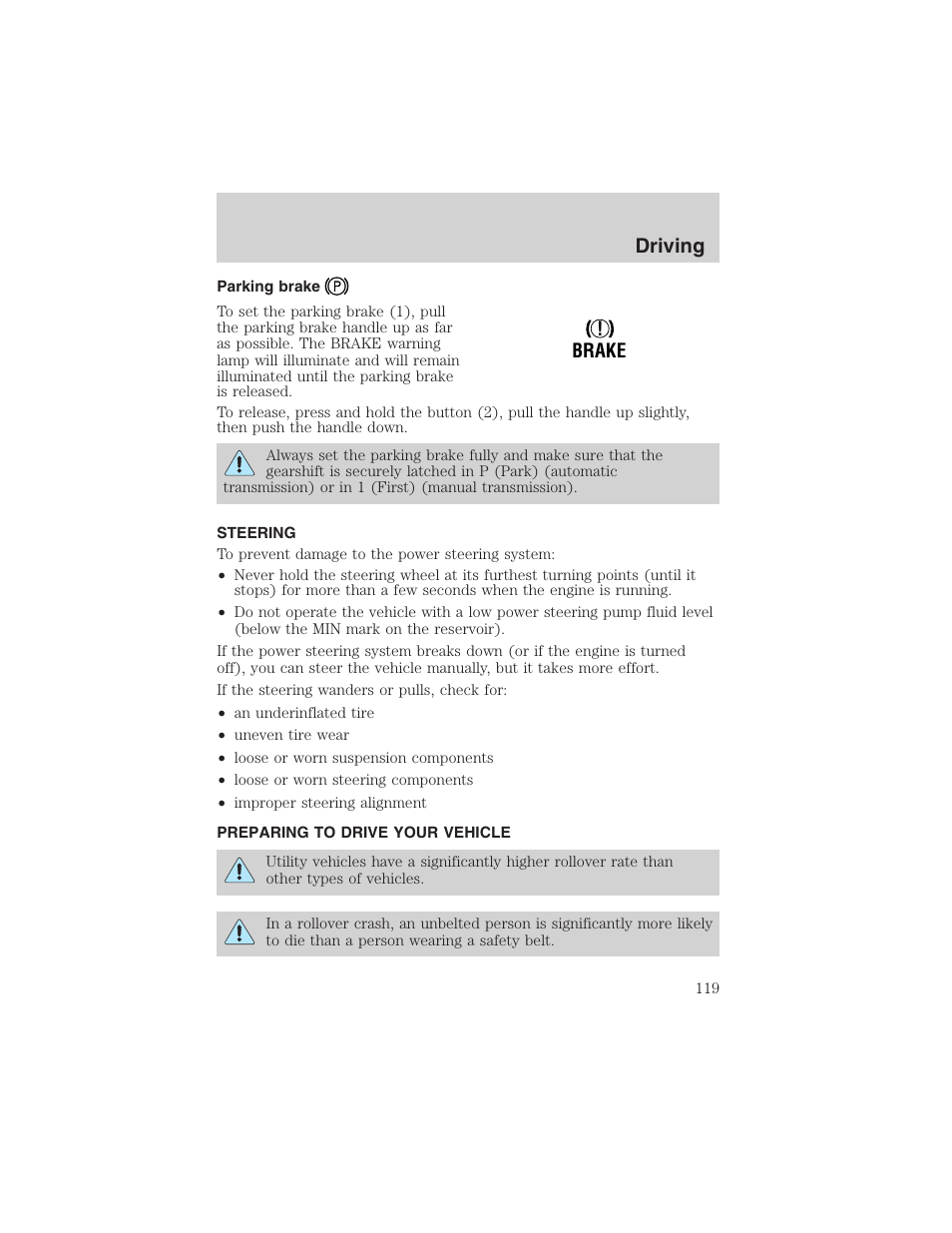 Driving | FORD 2003 Escape v.1 User Manual | Page 119 / 240