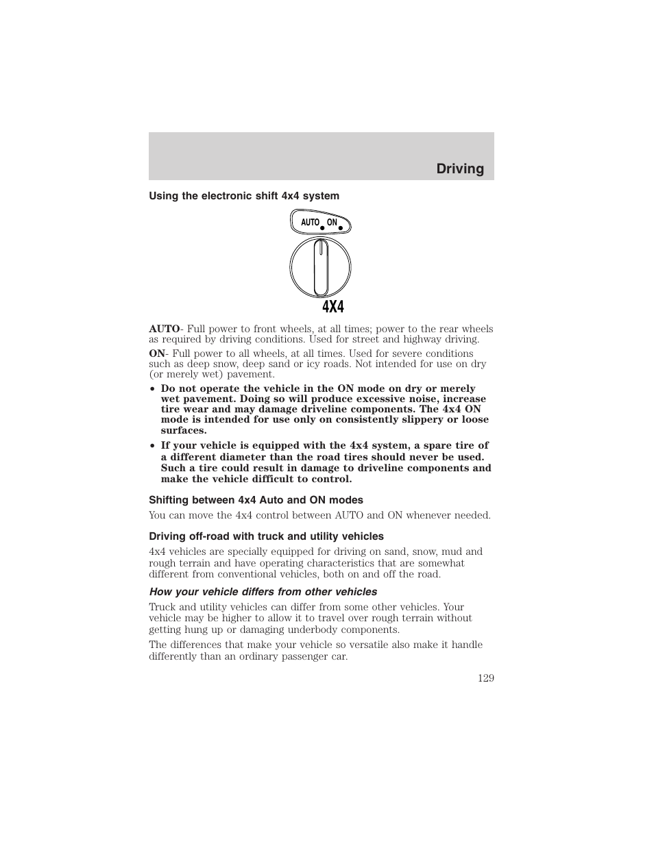 Driving | FORD 2003 Escape v.1 User Manual | Page 129 / 240