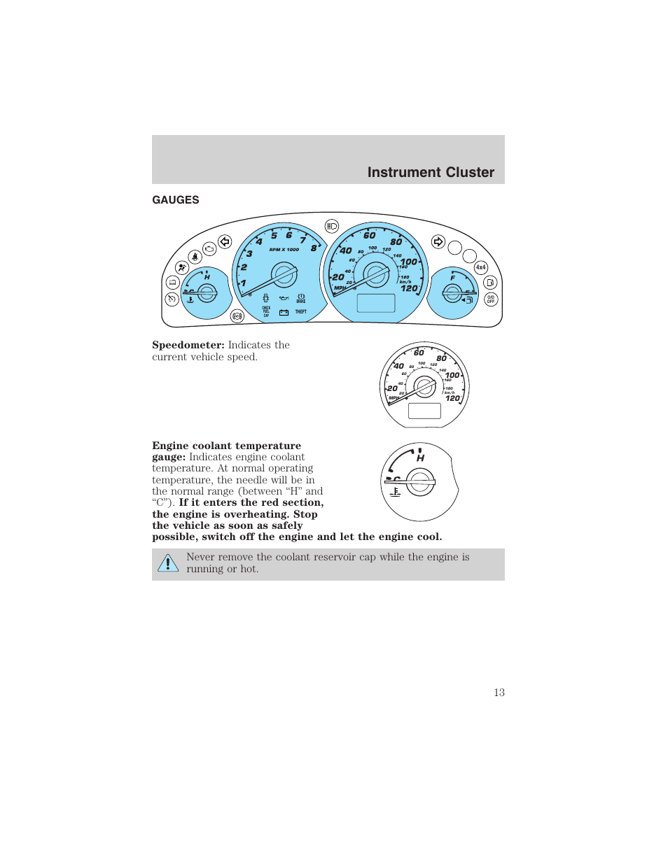 Instrument cluster | FORD 2003 Escape v.1 User Manual | Page 13 / 240