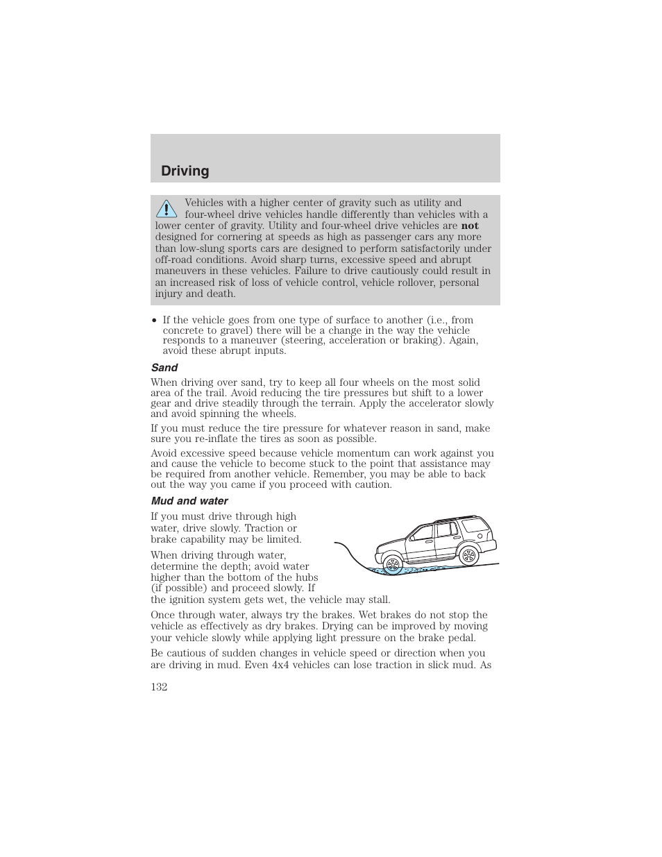 Driving | FORD 2003 Escape v.1 User Manual | Page 132 / 240