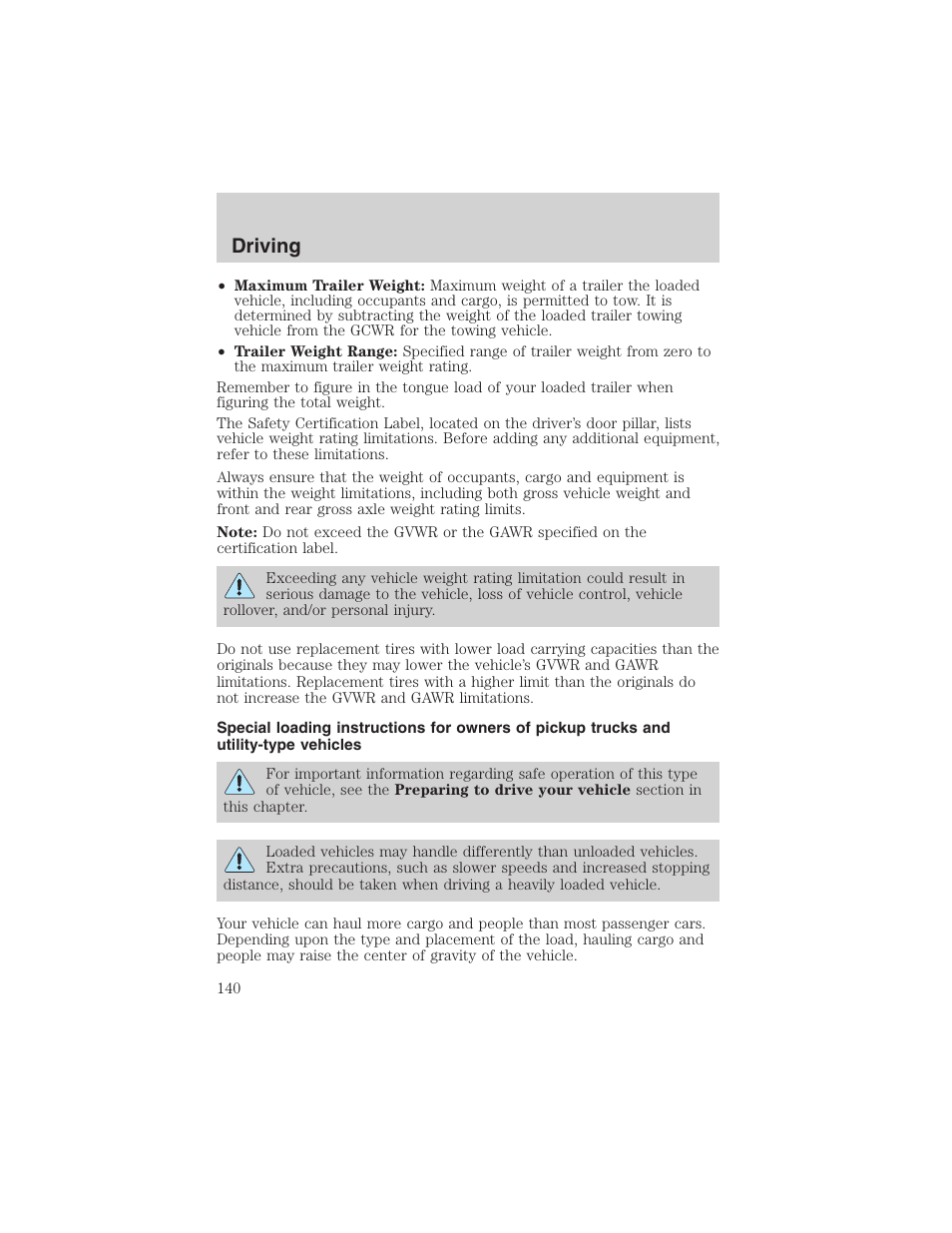 Driving | FORD 2003 Escape v.1 User Manual | Page 140 / 240