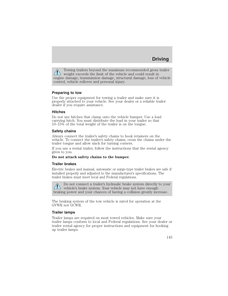 Driving | FORD 2003 Escape v.1 User Manual | Page 143 / 240