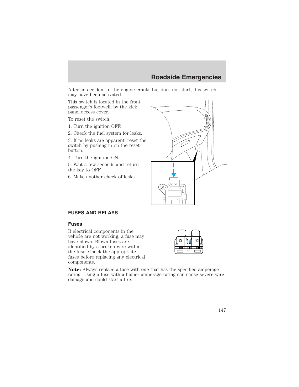 Roadside emergencies | FORD 2003 Escape v.1 User Manual | Page 147 / 240