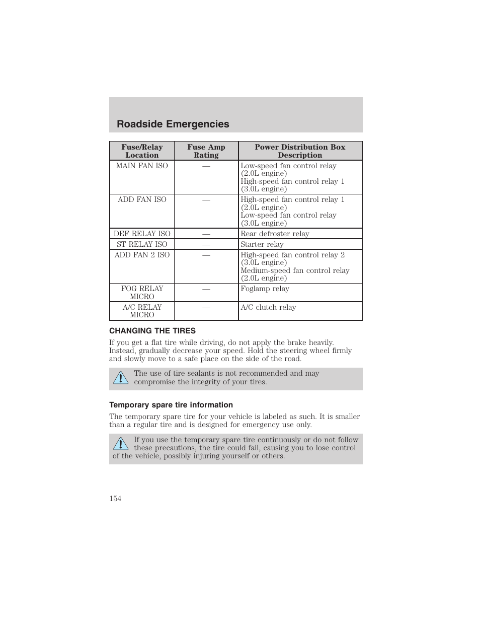 Roadside emergencies | FORD 2003 Escape v.1 User Manual | Page 154 / 240