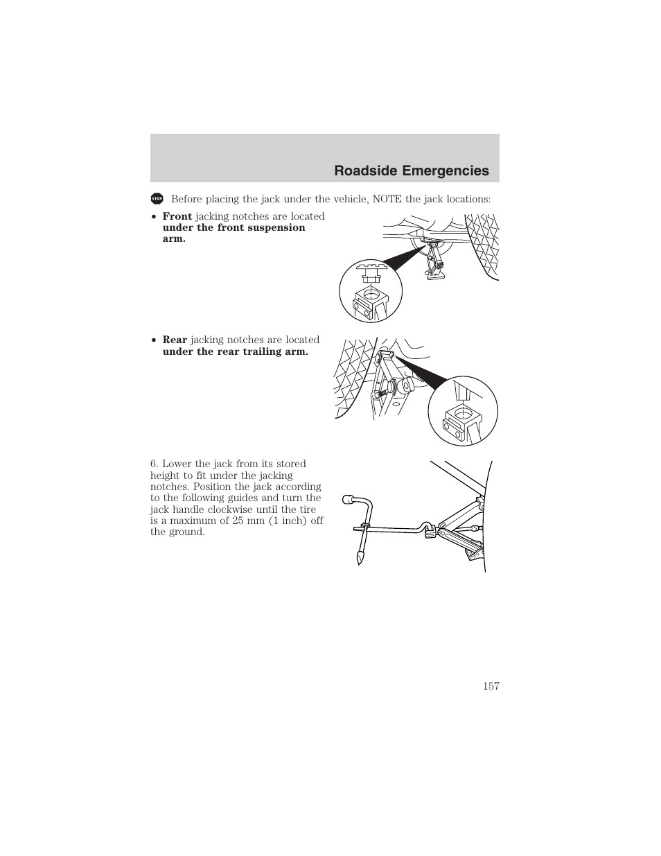 Roadside emergencies | FORD 2003 Escape v.1 User Manual | Page 157 / 240