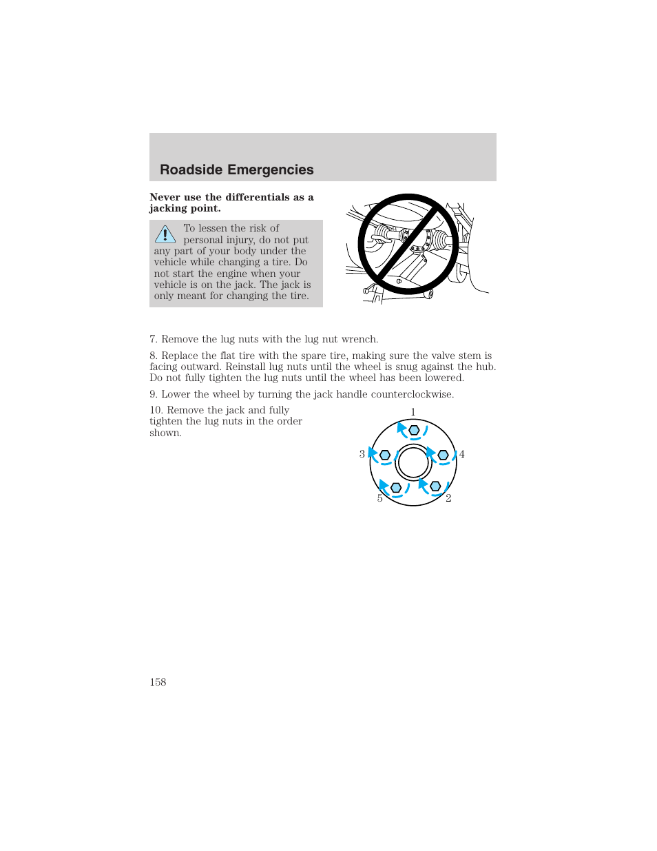 Roadside emergencies | FORD 2003 Escape v.1 User Manual | Page 158 / 240