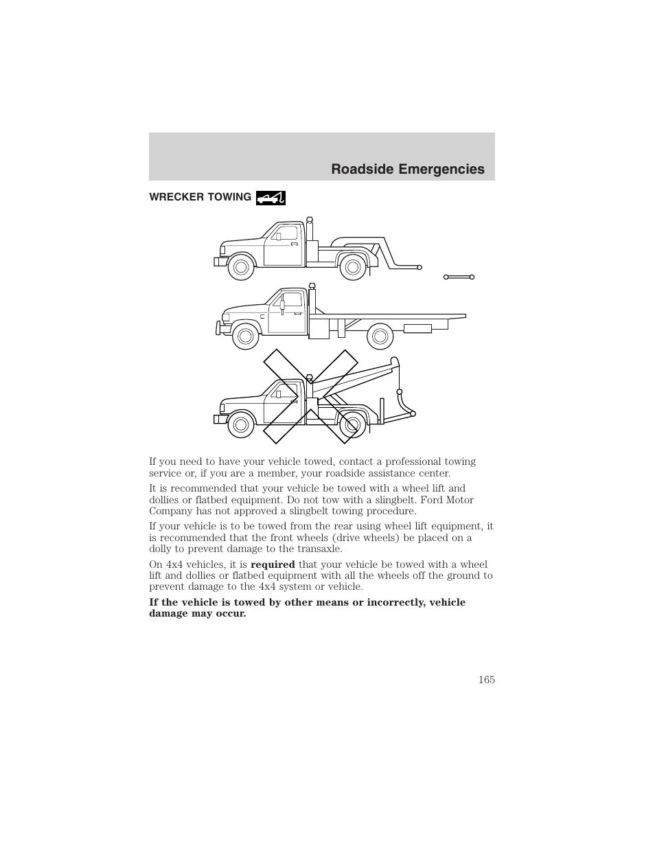 Roadside emergencies | FORD 2003 Escape v.1 User Manual | Page 165 / 240