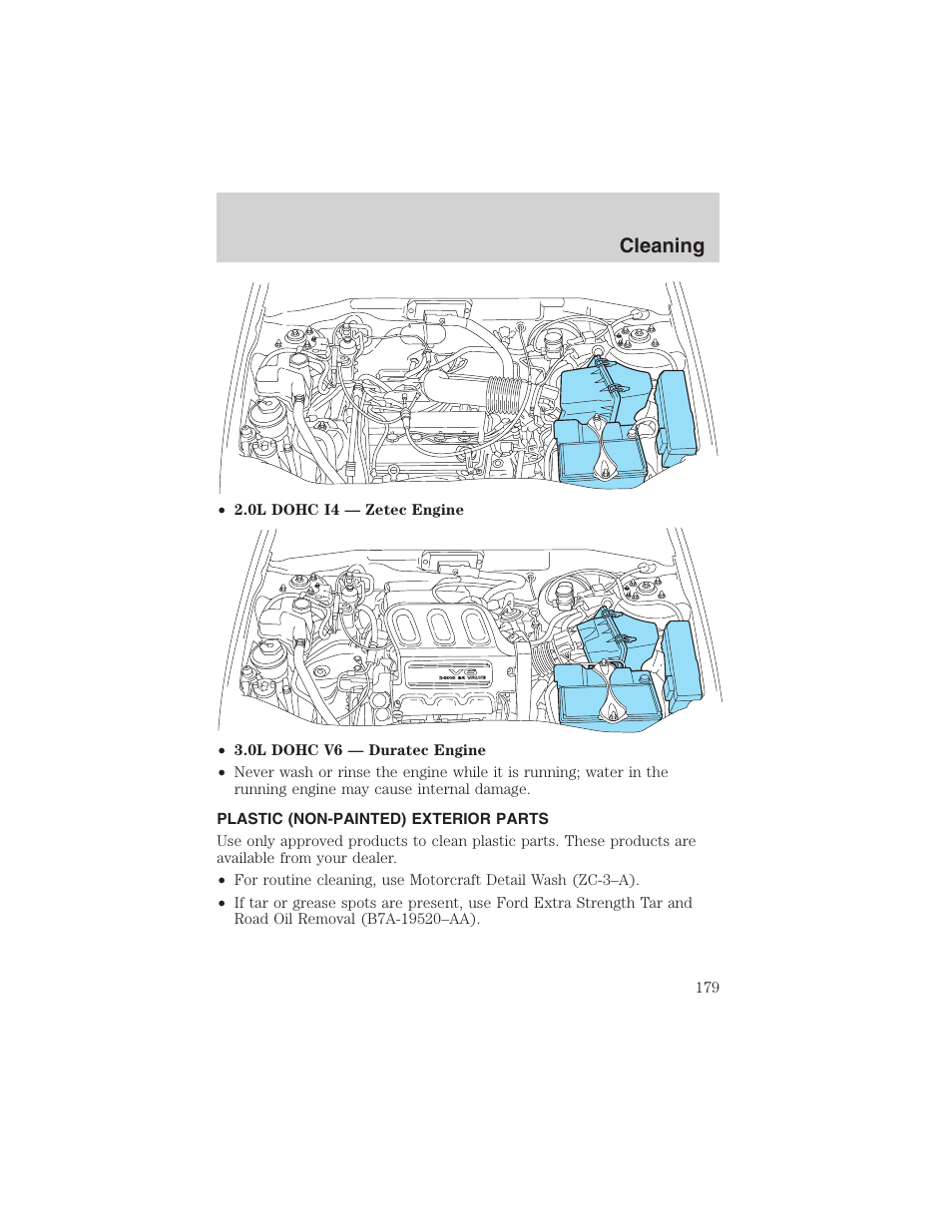 Cleaning | FORD 2003 Escape v.1 User Manual | Page 179 / 240