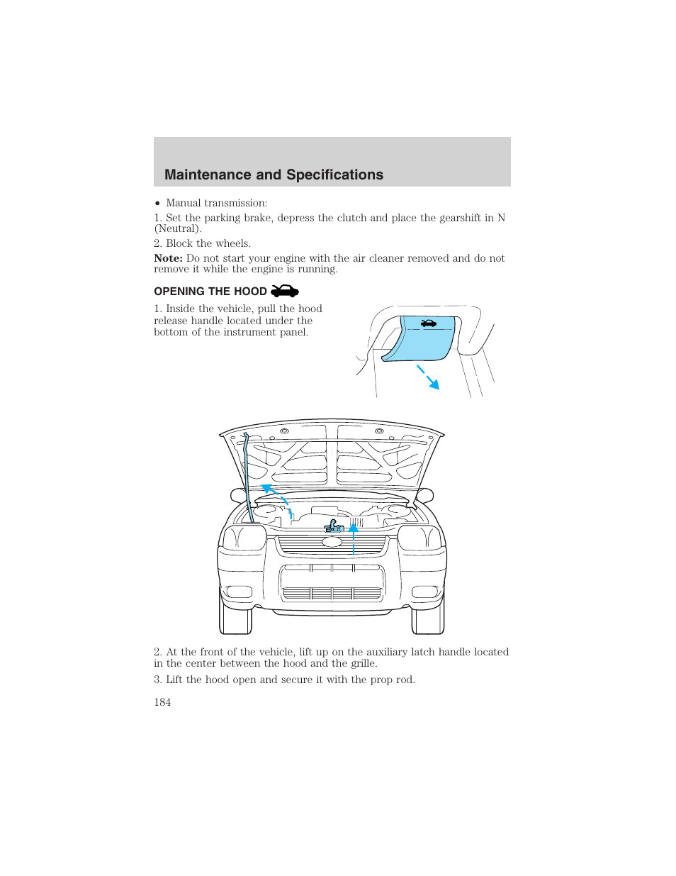 Maintenance and specifications | FORD 2003 Escape v.1 User Manual | Page 184 / 240