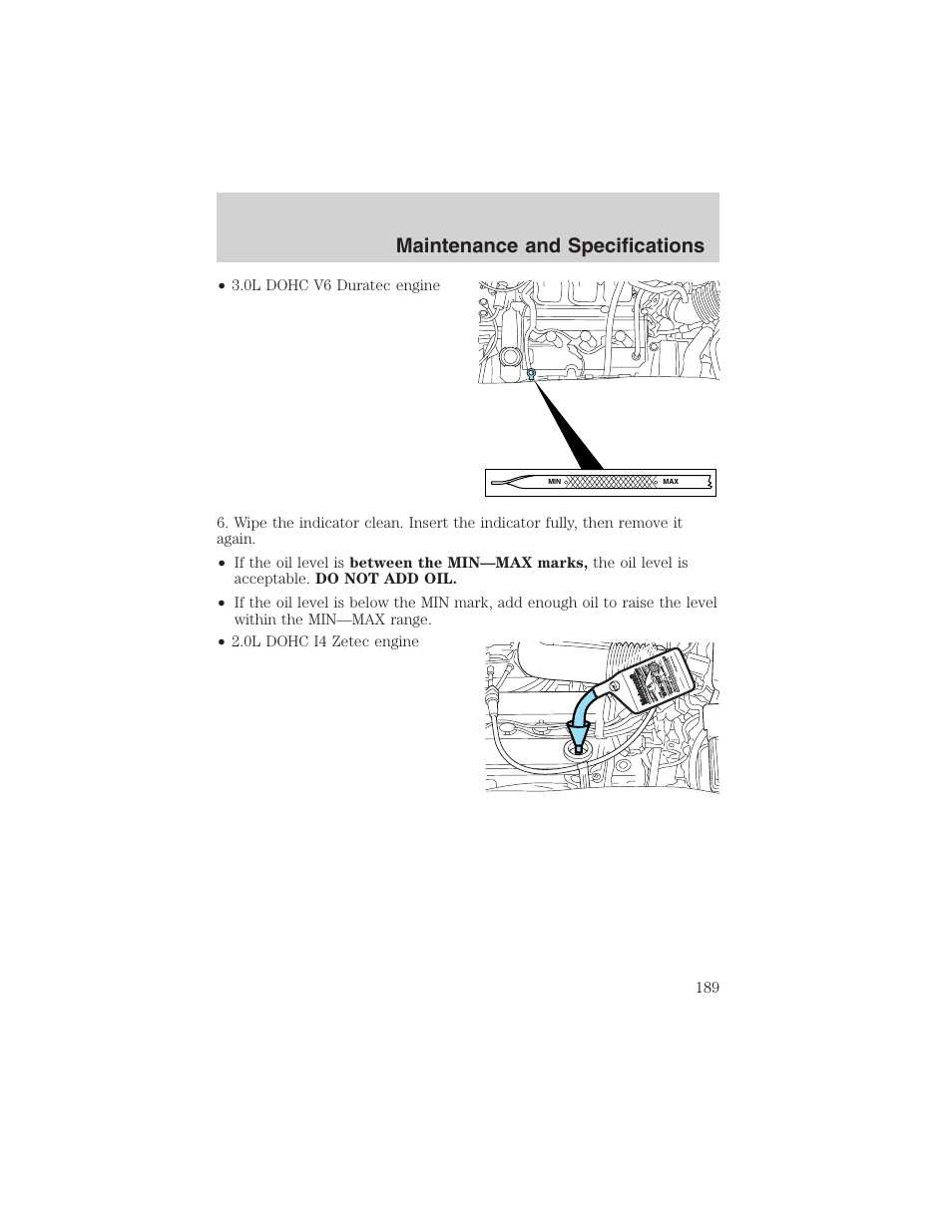 Maintenance and specifications | FORD 2003 Escape v.1 User Manual | Page 189 / 240