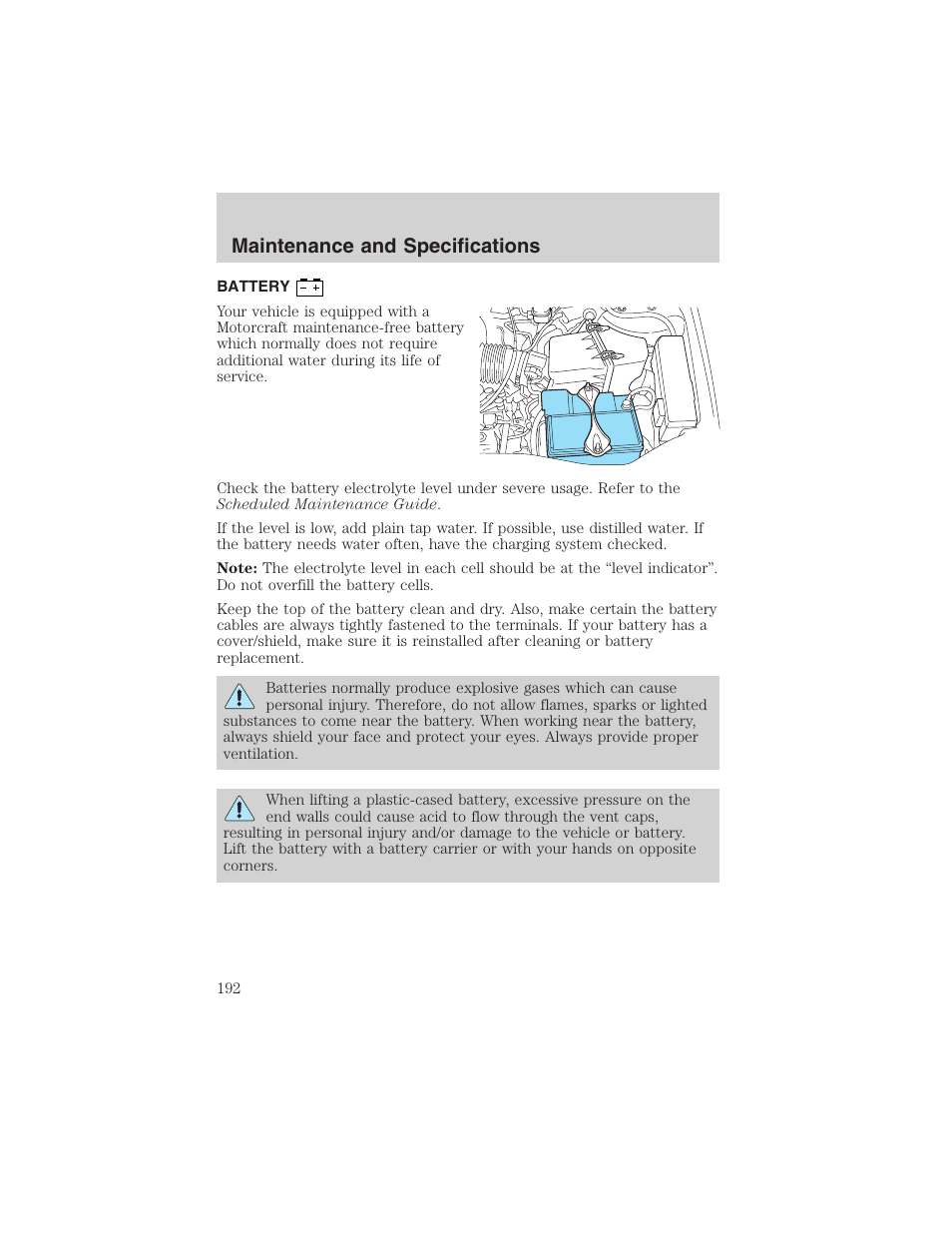 Maintenance and specifications | FORD 2003 Escape v.1 User Manual | Page 192 / 240