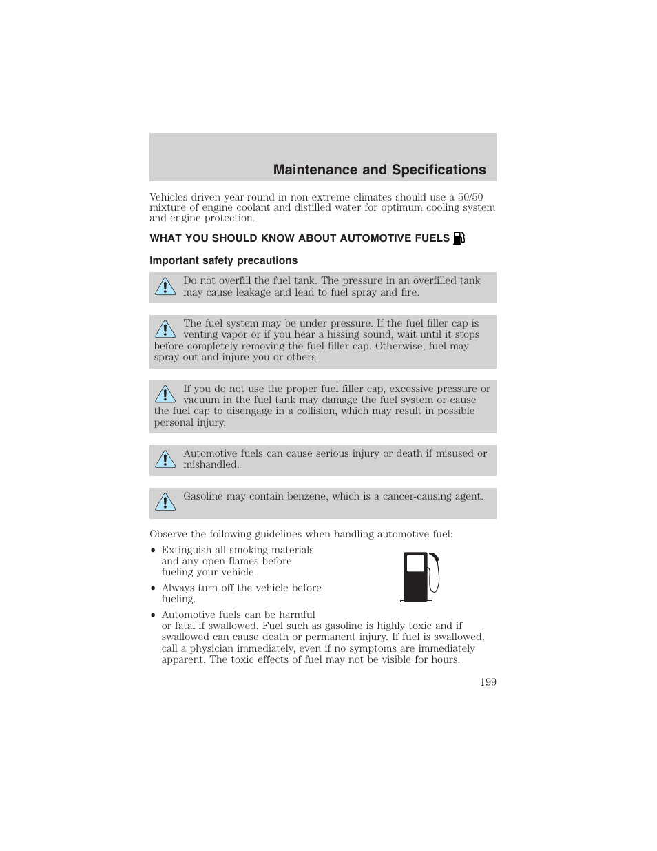 Maintenance and specifications | FORD 2003 Escape v.1 User Manual | Page 199 / 240