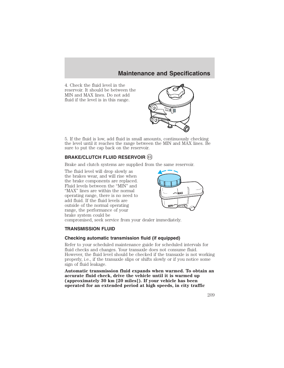 Maintenance and specifications | FORD 2003 Escape v.1 User Manual | Page 209 / 240