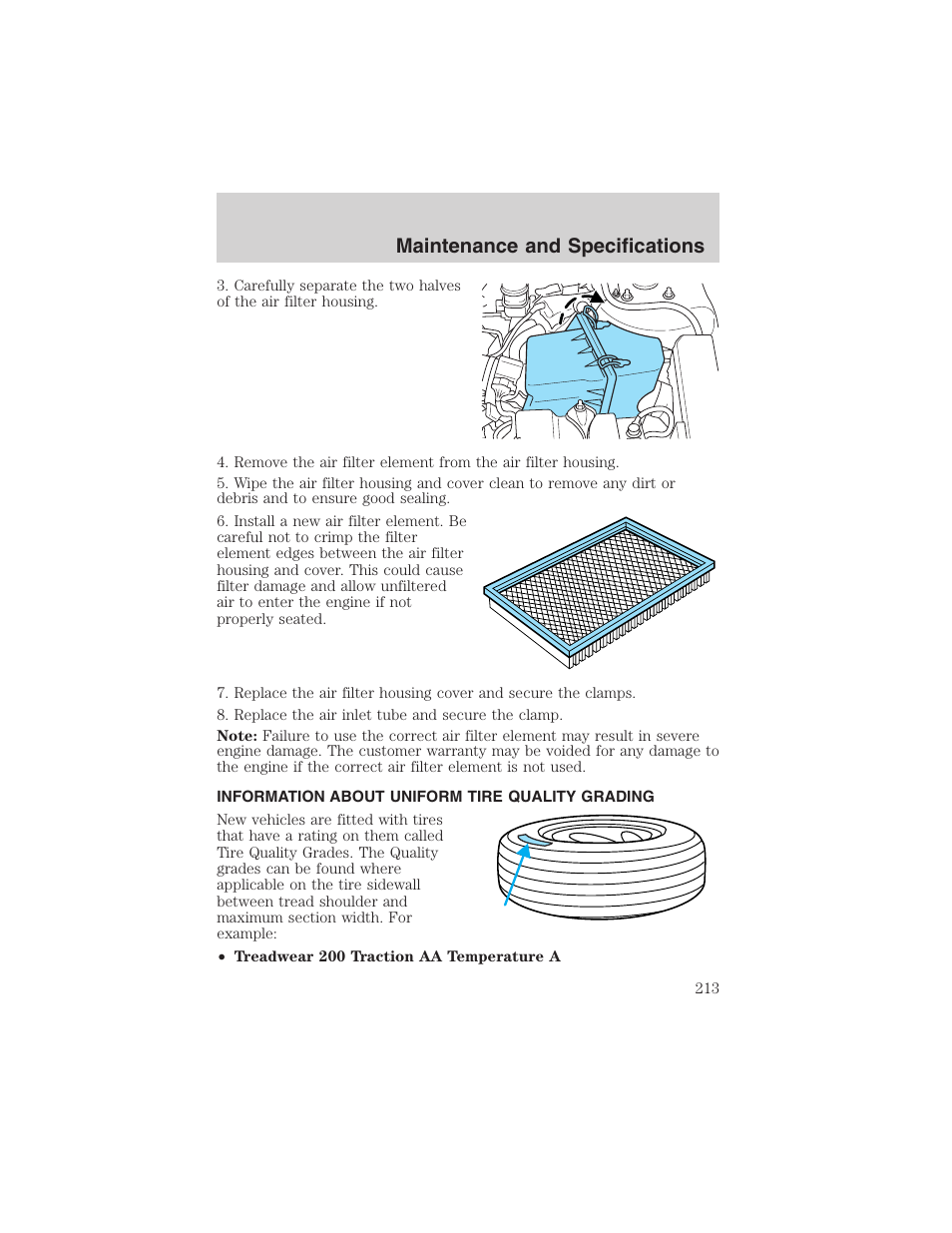 Maintenance and specifications | FORD 2003 Escape v.1 User Manual | Page 213 / 240