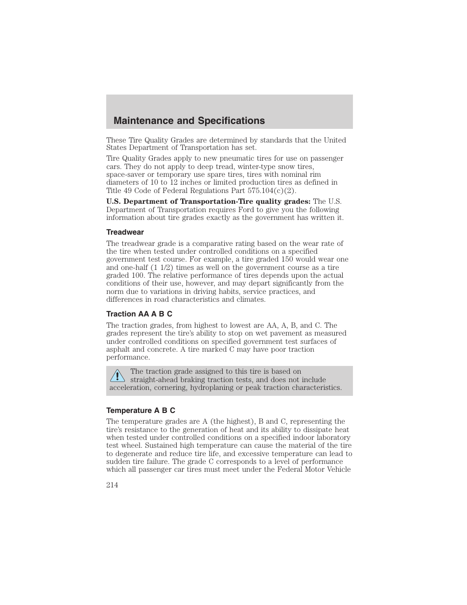 Maintenance and specifications | FORD 2003 Escape v.1 User Manual | Page 214 / 240