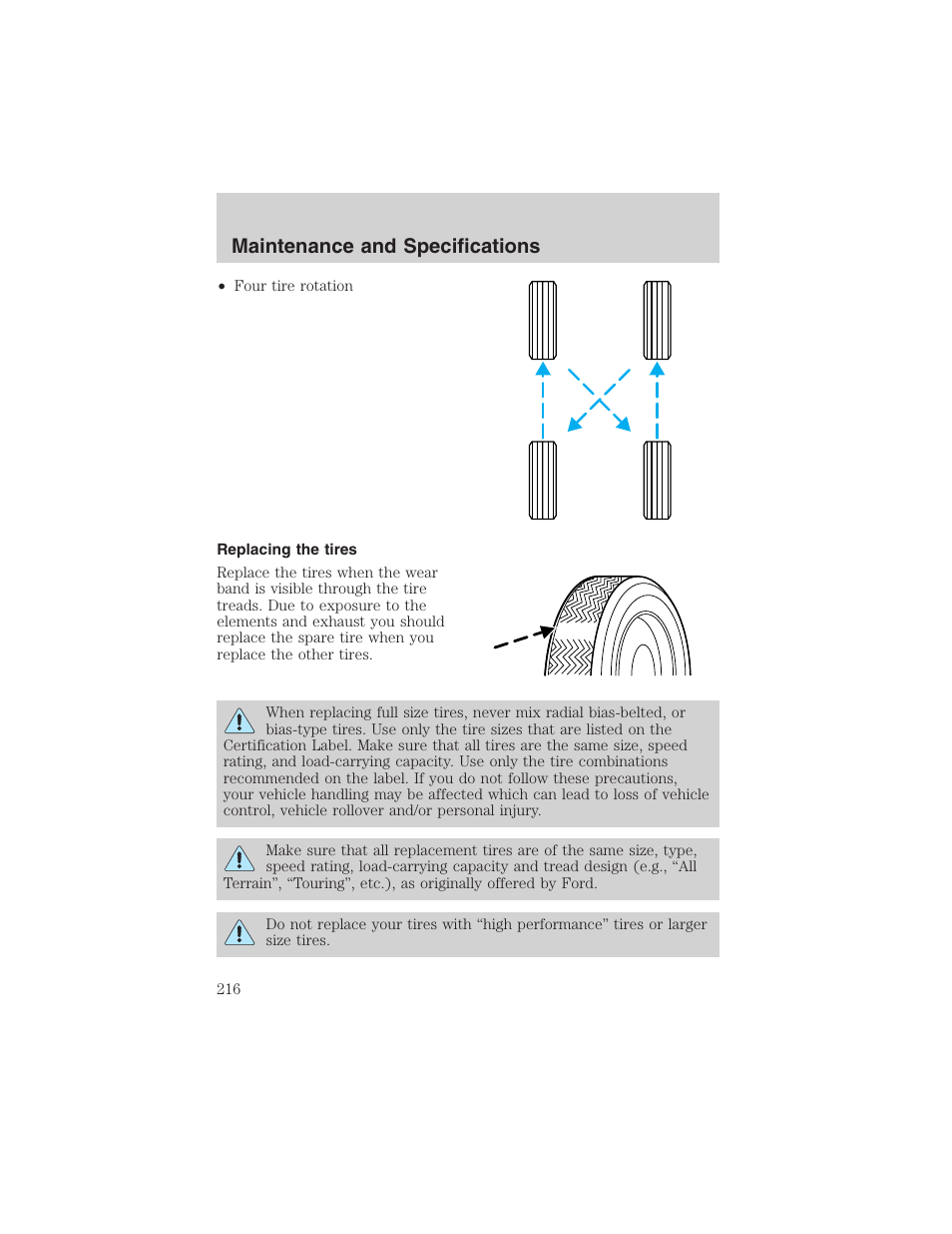 Maintenance and specifications | FORD 2003 Escape v.1 User Manual | Page 216 / 240