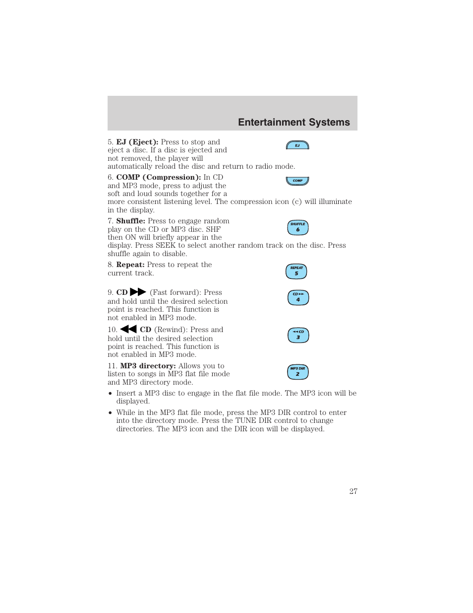 Entertainment systems | FORD 2003 Escape v.1 User Manual | Page 27 / 240