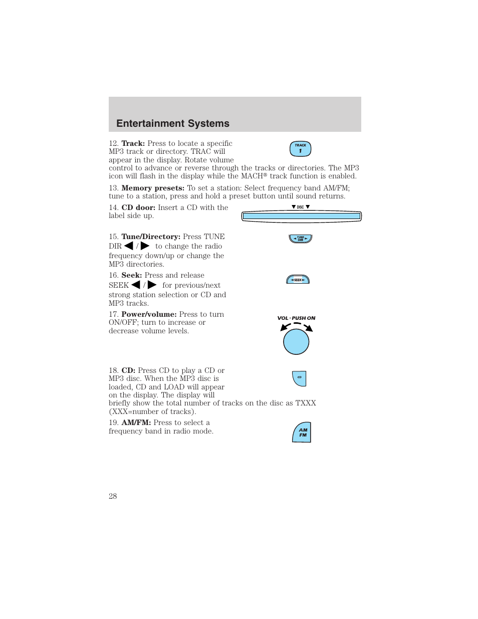 Entertainment systems | FORD 2003 Escape v.1 User Manual | Page 28 / 240