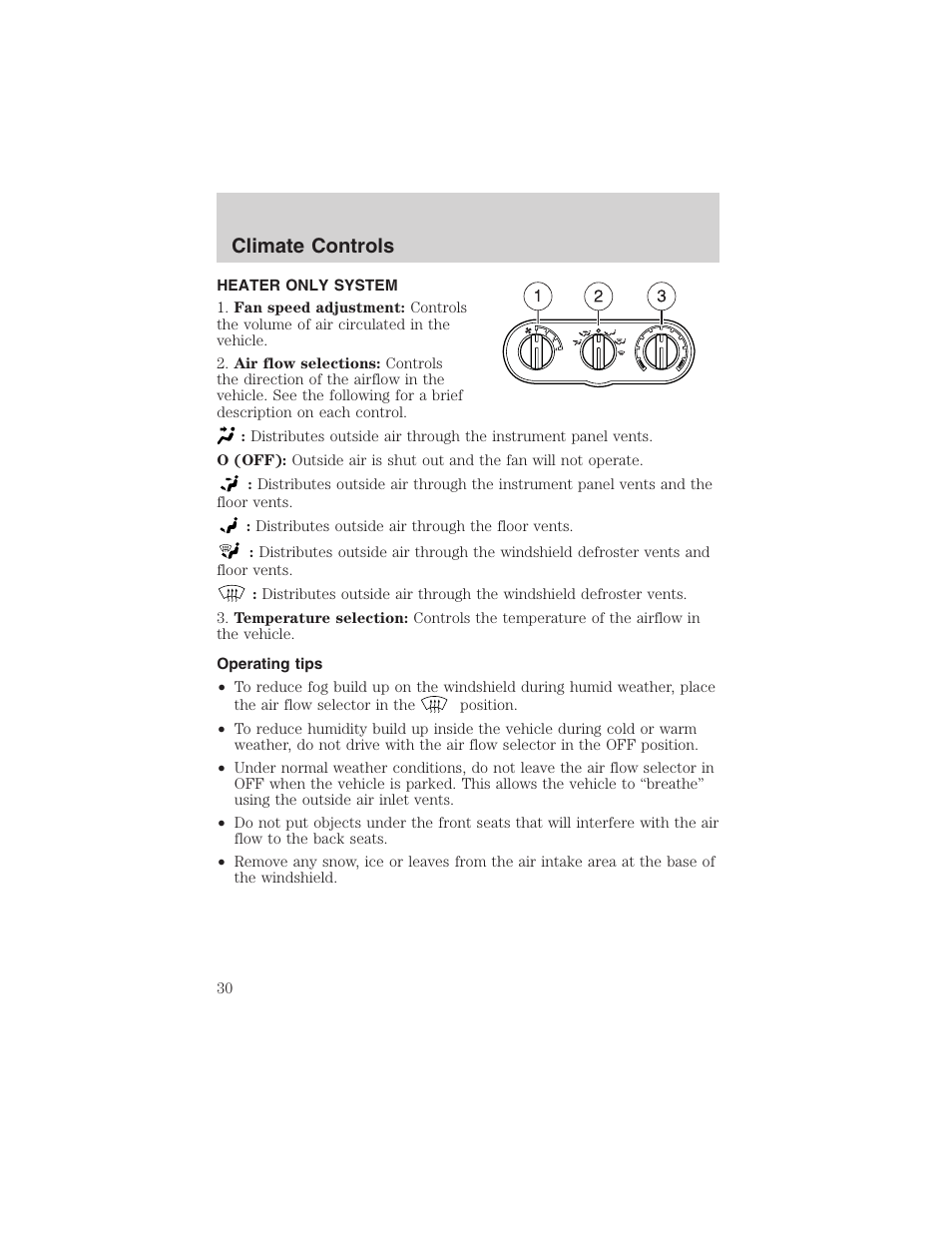 Climate controls | FORD 2003 Escape v.1 User Manual | Page 30 / 240