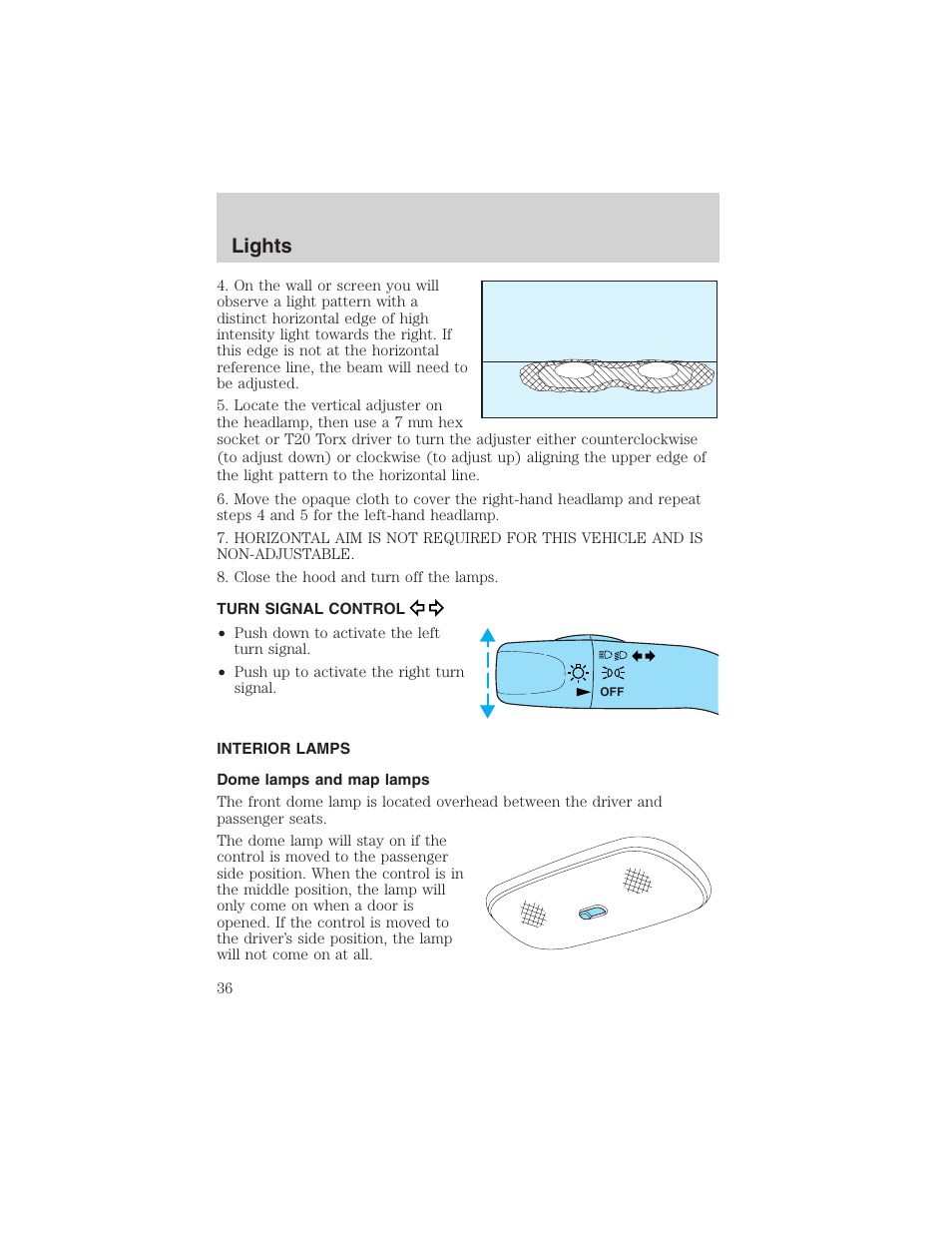 Lights | FORD 2003 Escape v.1 User Manual | Page 36 / 240