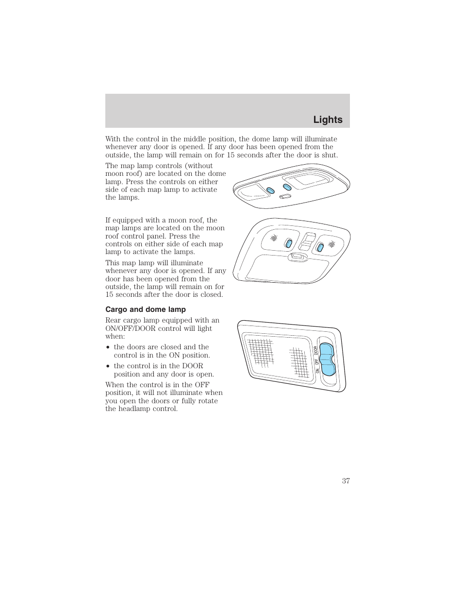 Lights | FORD 2003 Escape v.1 User Manual | Page 37 / 240