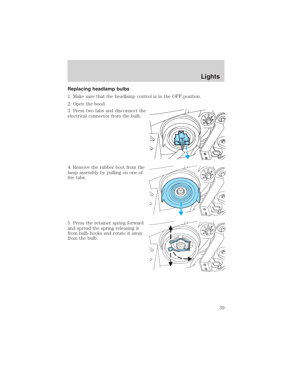 Lights | FORD 2003 Escape v.1 User Manual | Page 39 / 240