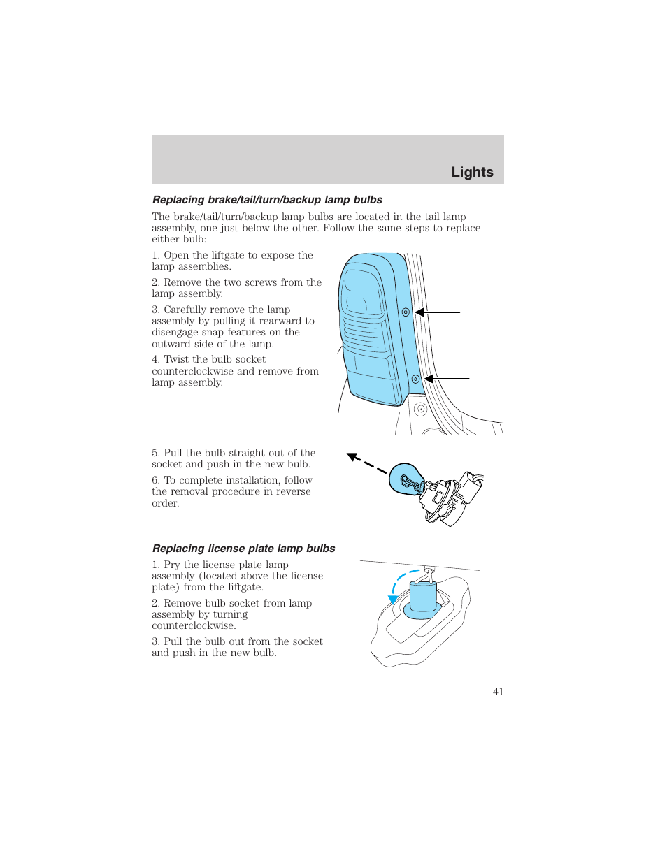 Lights | FORD 2003 Escape v.1 User Manual | Page 41 / 240