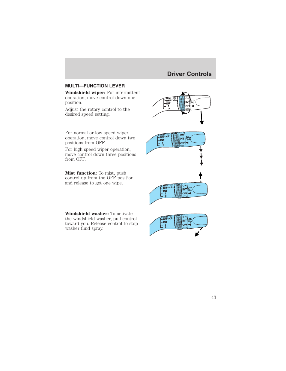 Driver controls | FORD 2003 Escape v.1 User Manual | Page 43 / 240