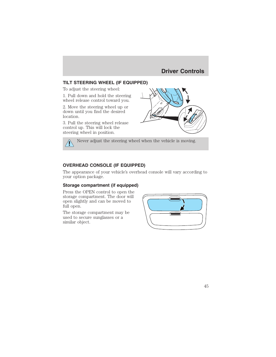 Driver controls | FORD 2003 Escape v.1 User Manual | Page 45 / 240