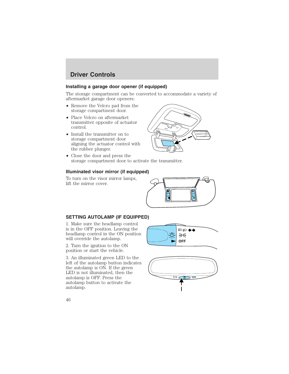 Driver controls | FORD 2003 Escape v.1 User Manual | Page 46 / 240