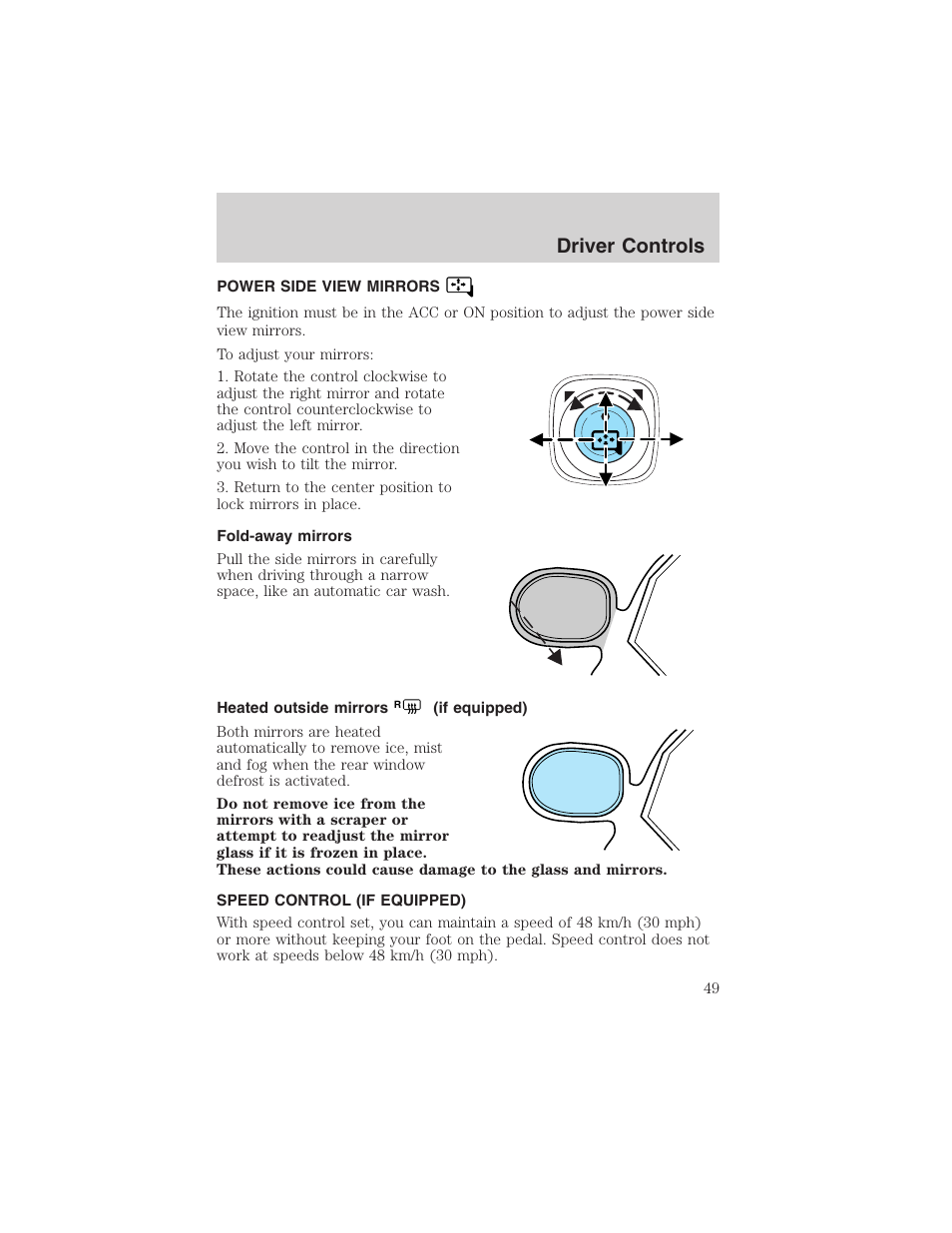 Driver controls | FORD 2003 Escape v.1 User Manual | Page 49 / 240