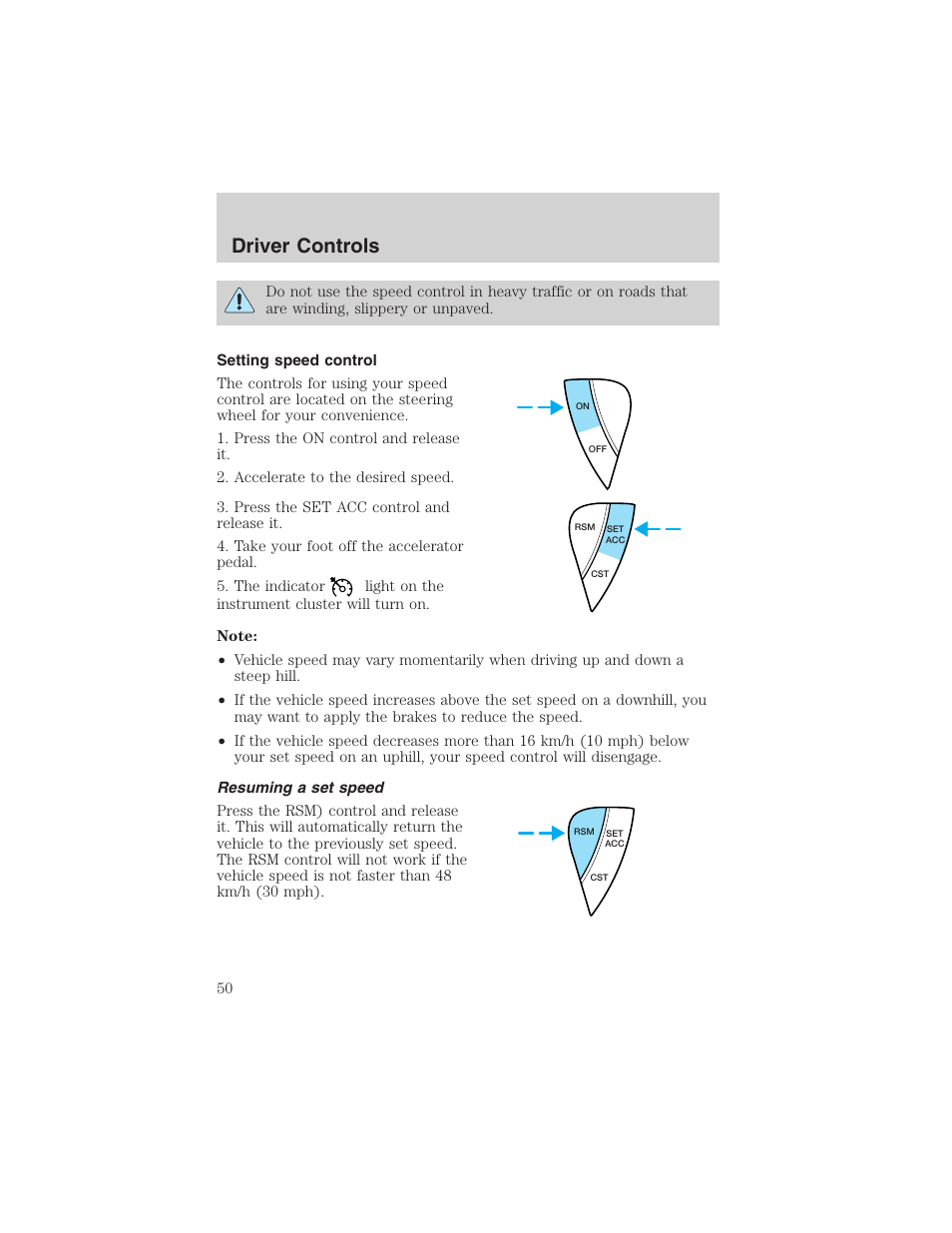 Driver controls | FORD 2003 Escape v.1 User Manual | Page 50 / 240