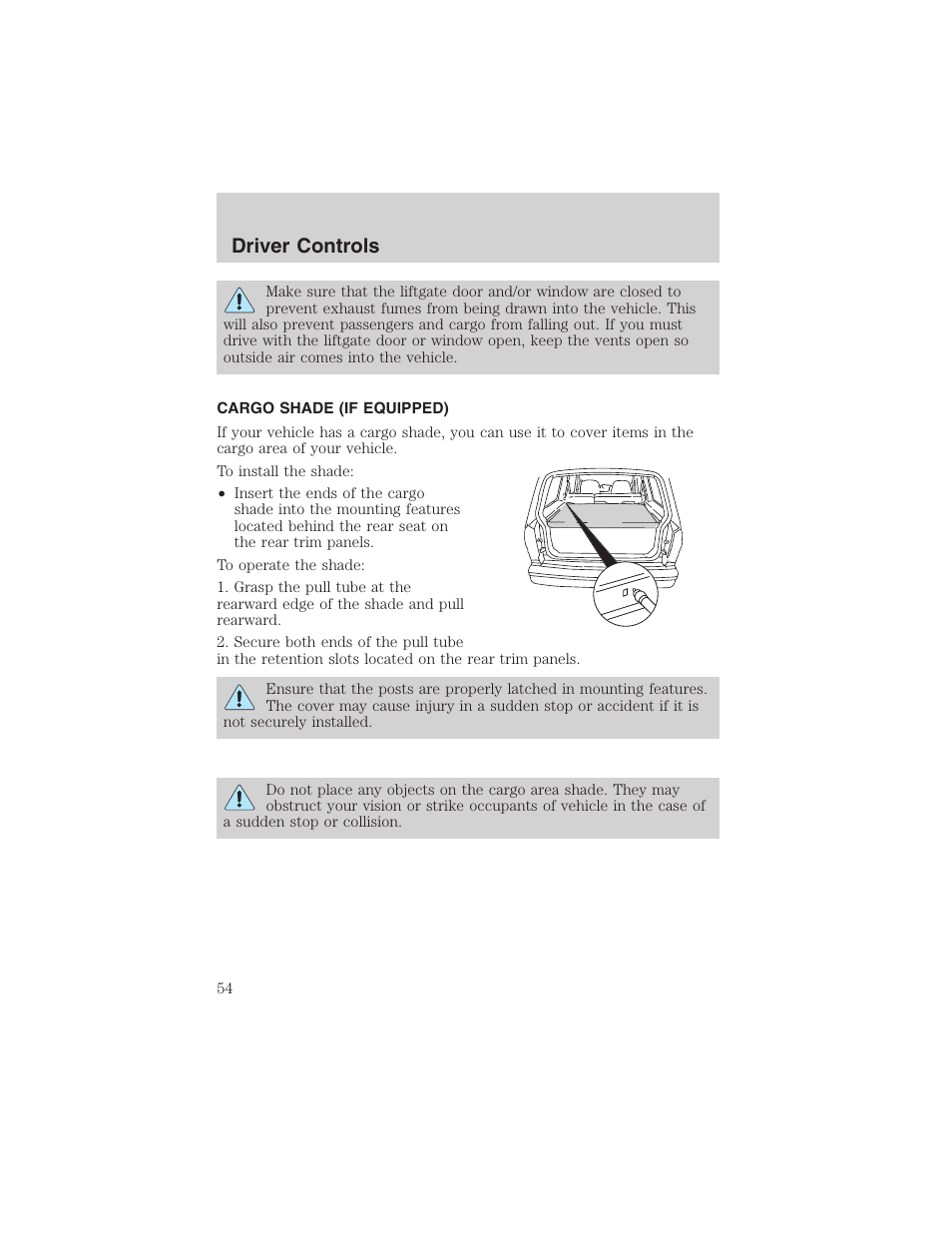 Driver controls | FORD 2003 Escape v.1 User Manual | Page 54 / 240