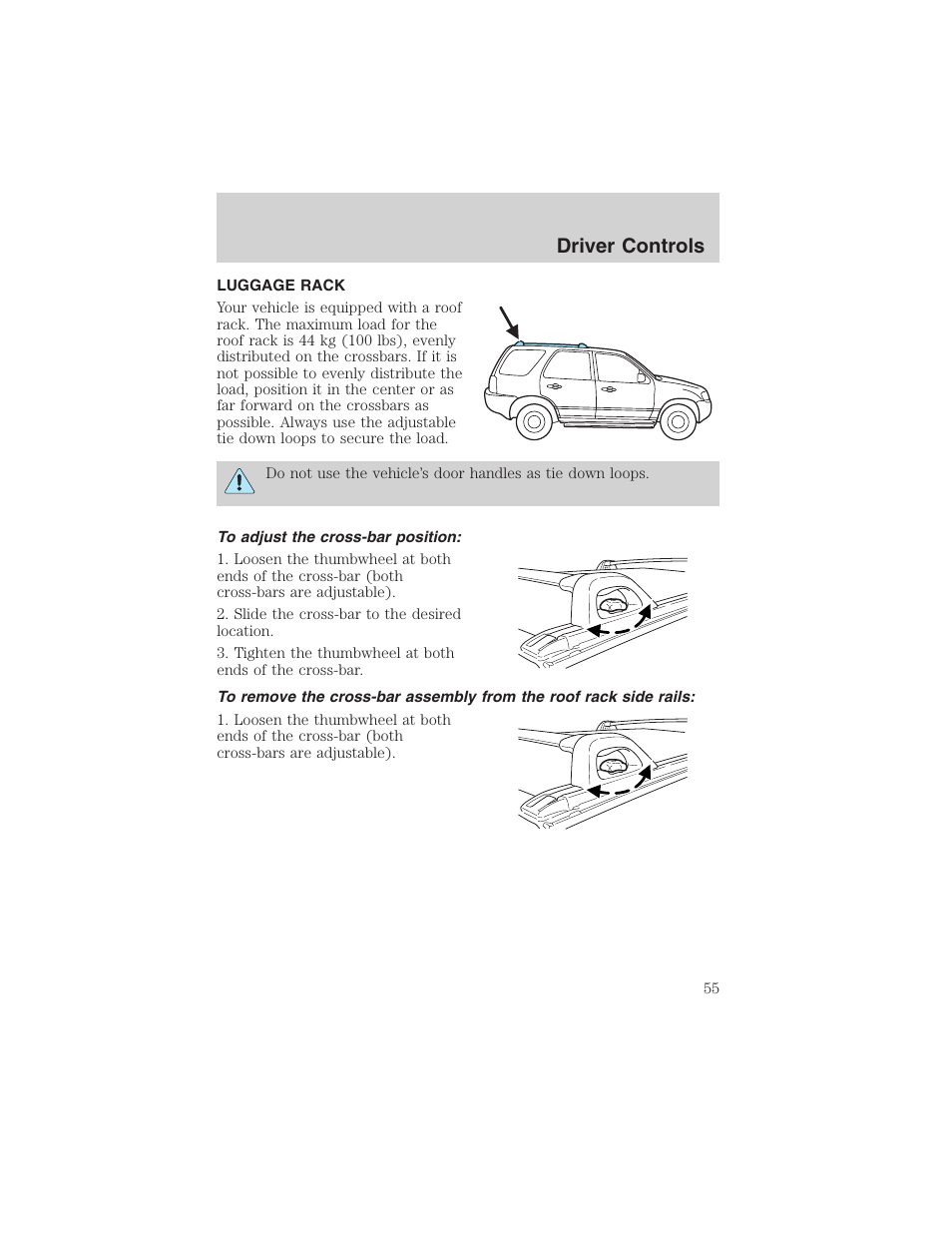 Driver controls | FORD 2003 Escape v.1 User Manual | Page 55 / 240