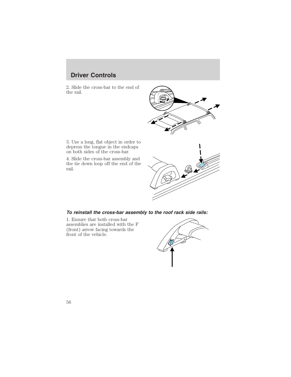 Driver controls | FORD 2003 Escape v.1 User Manual | Page 56 / 240