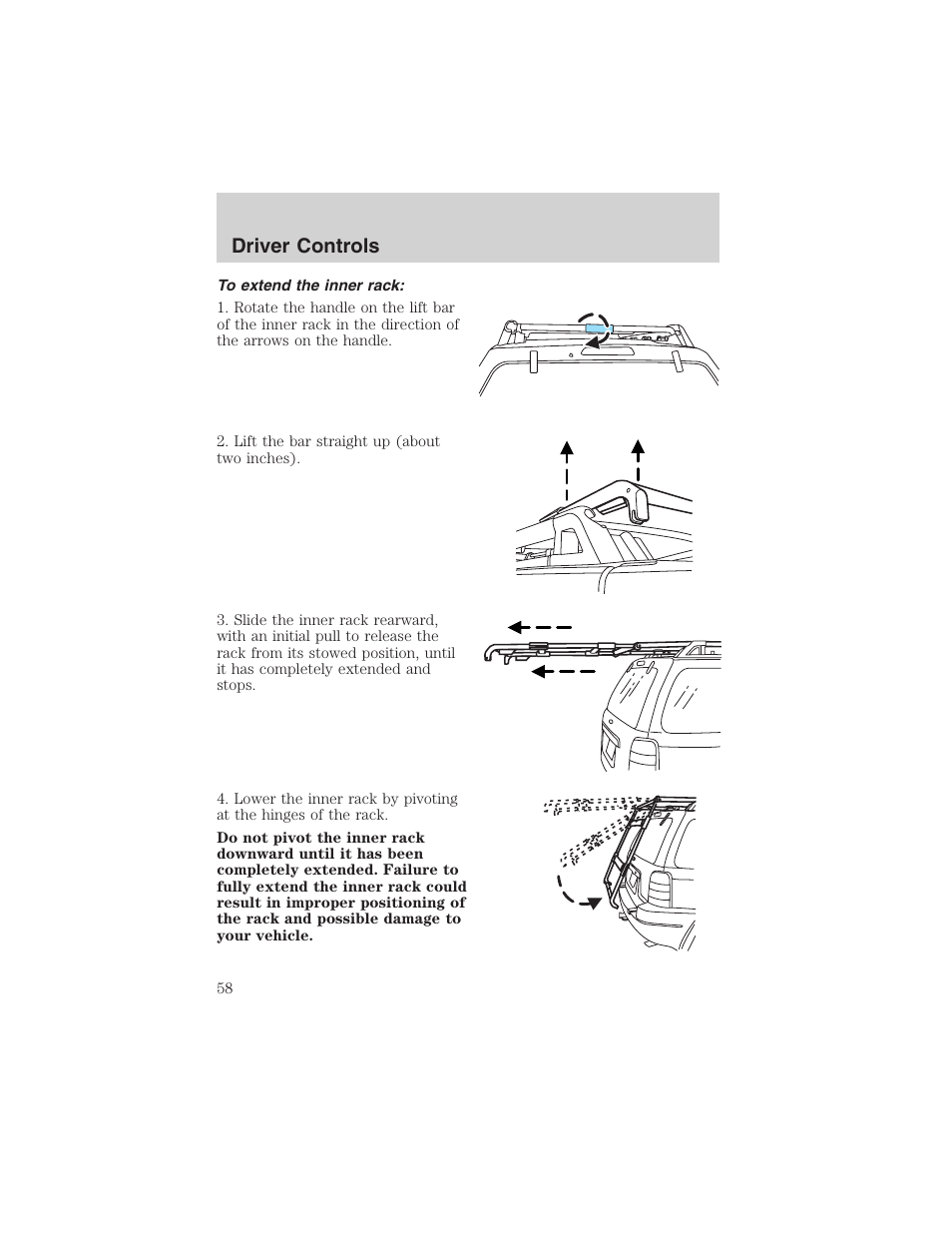 Driver controls | FORD 2003 Escape v.1 User Manual | Page 58 / 240