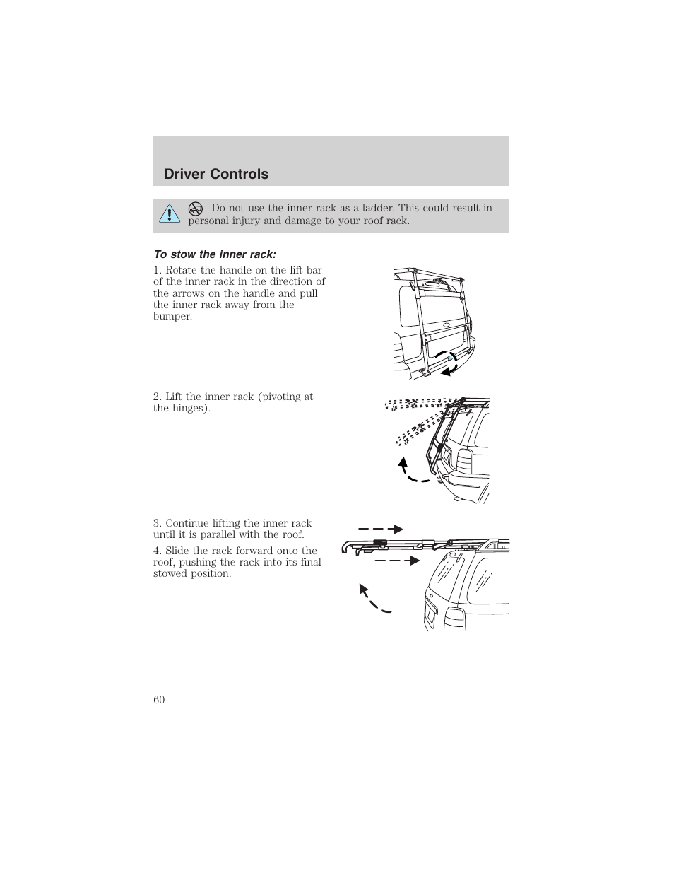 Driver controls | FORD 2003 Escape v.1 User Manual | Page 60 / 240