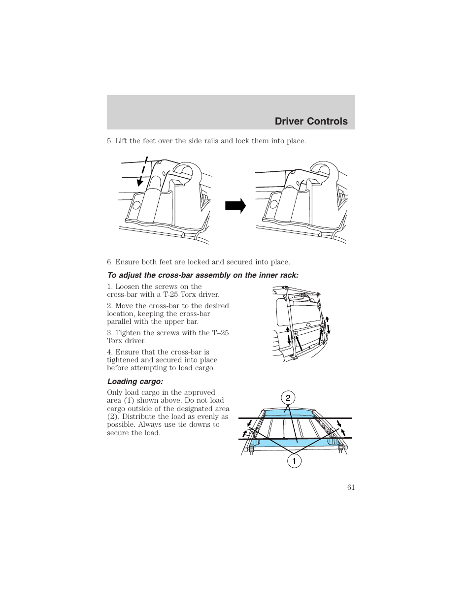 Driver controls | FORD 2003 Escape v.1 User Manual | Page 61 / 240