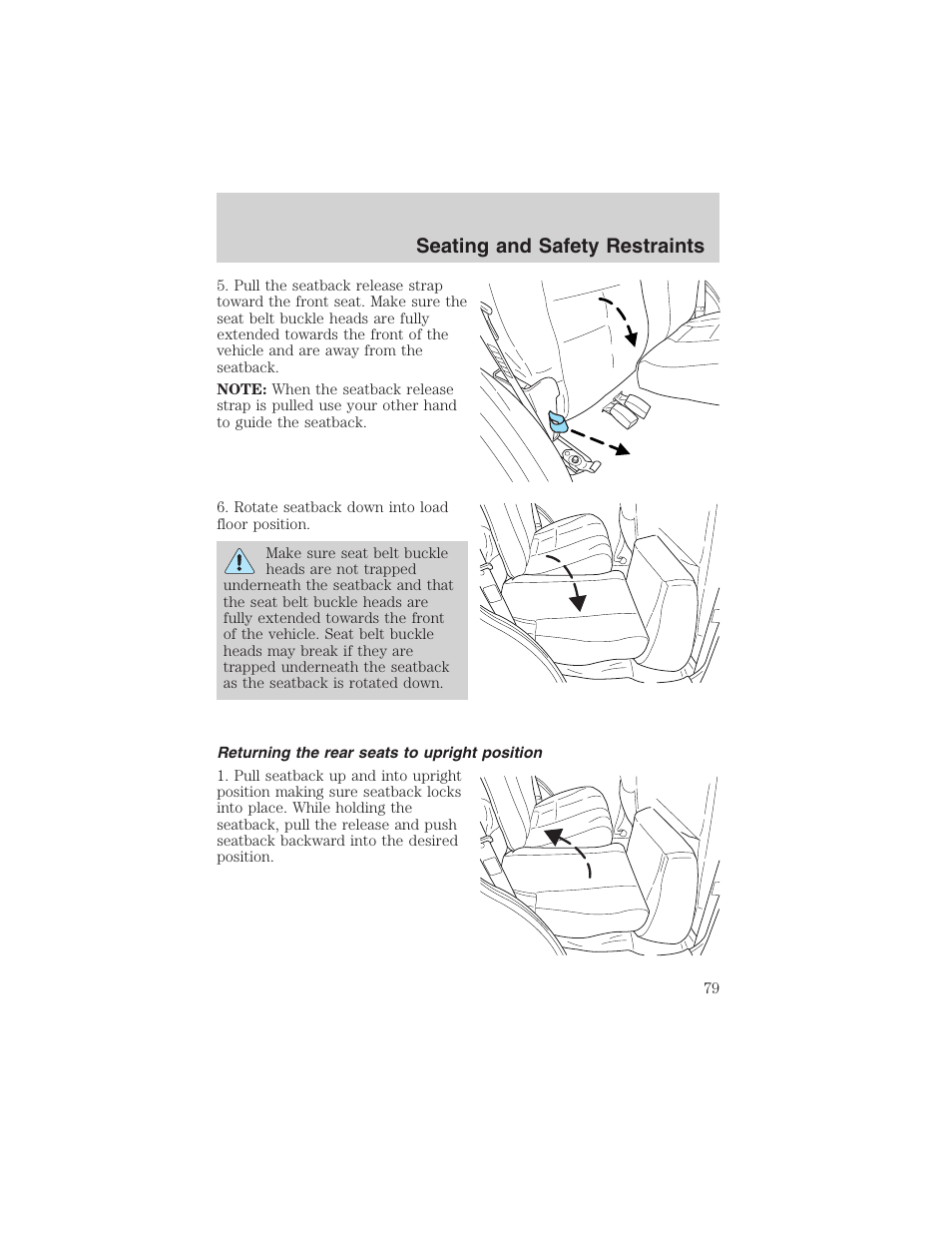 Seating and safety restraints | FORD 2003 Escape v.1 User Manual | Page 79 / 240