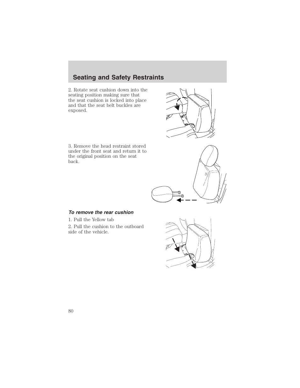 Seating and safety restraints | FORD 2003 Escape v.1 User Manual | Page 80 / 240