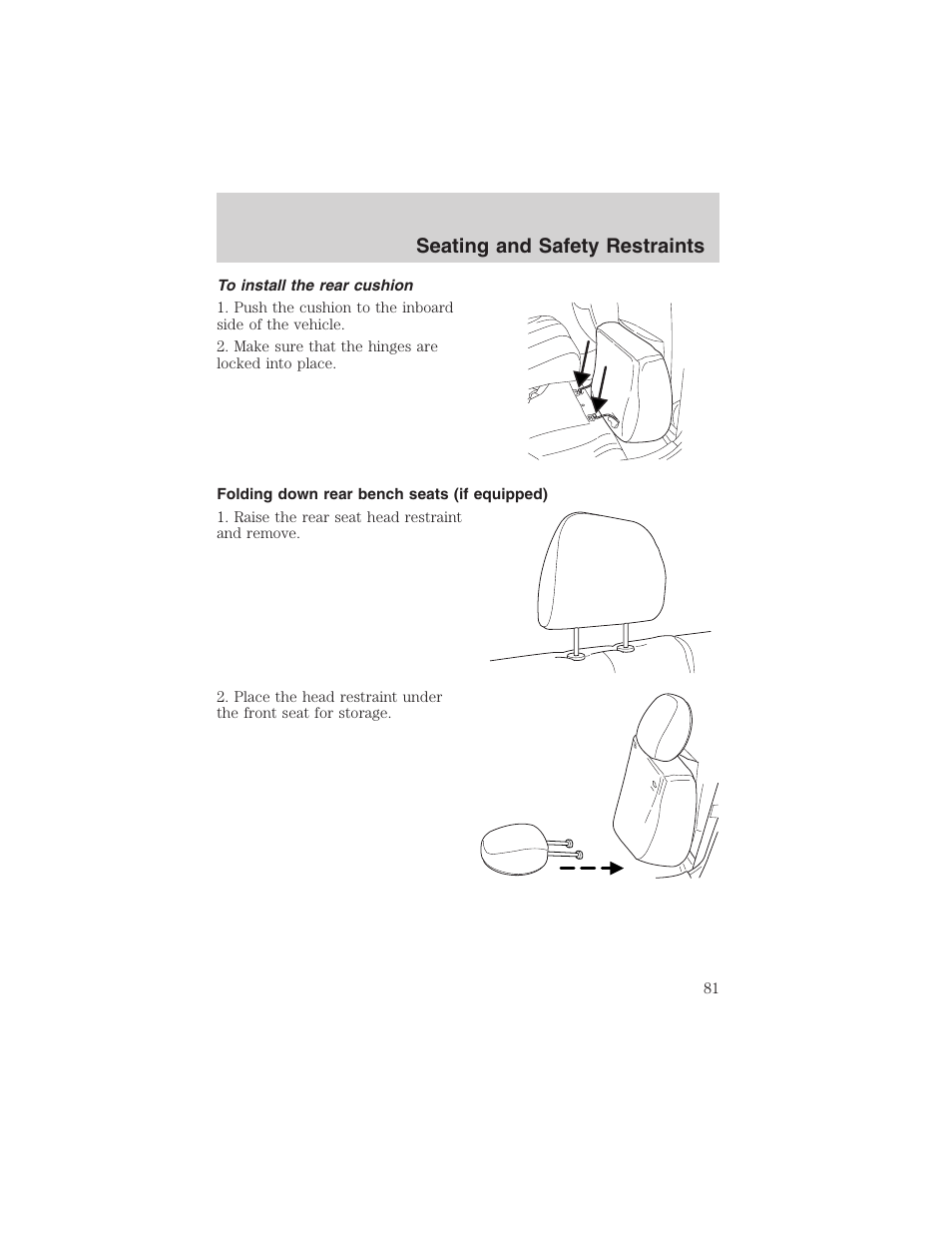 Seating and safety restraints | FORD 2003 Escape v.1 User Manual | Page 81 / 240