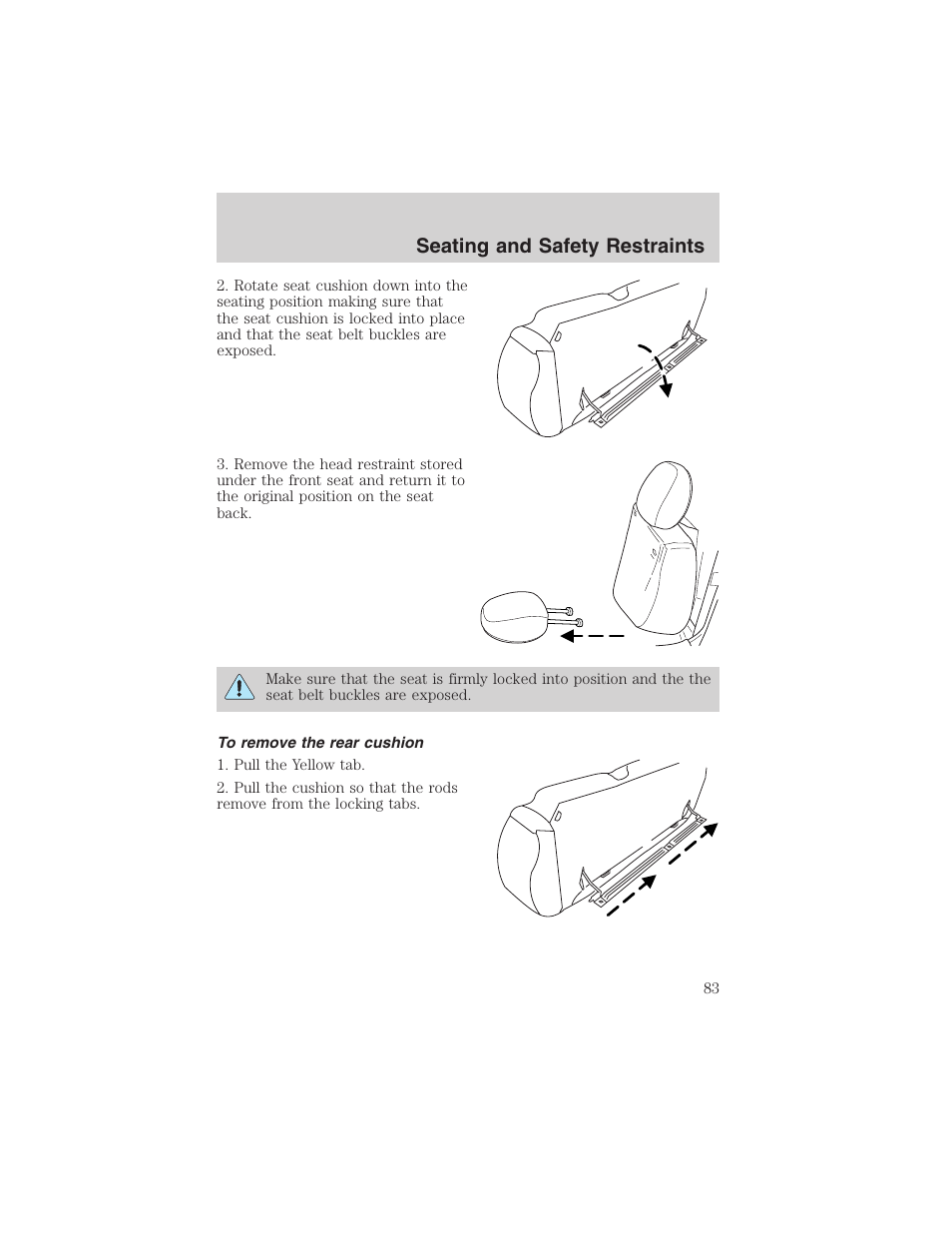 Seating and safety restraints | FORD 2003 Escape v.1 User Manual | Page 83 / 240