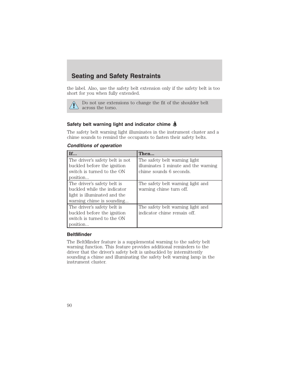 Seating and safety restraints | FORD 2003 Escape v.1 User Manual | Page 90 / 240