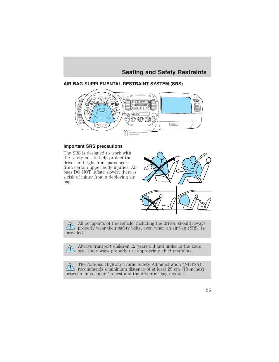 Seating and safety restraints | FORD 2003 Escape v.1 User Manual | Page 95 / 240